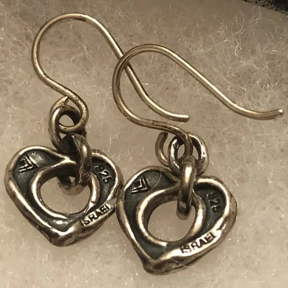 Silpada Artisan Oxidized Sterling Silver Cutout Heart Dangle Earrings W1912 - Picture 10 of 16